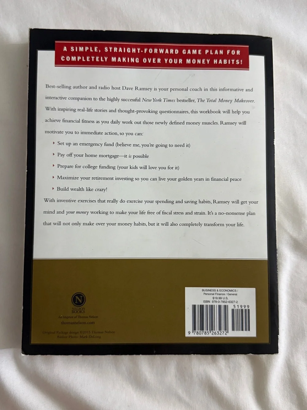 Dave Ramsey The Total Money Makeover Workbook - Black & Gold Cover